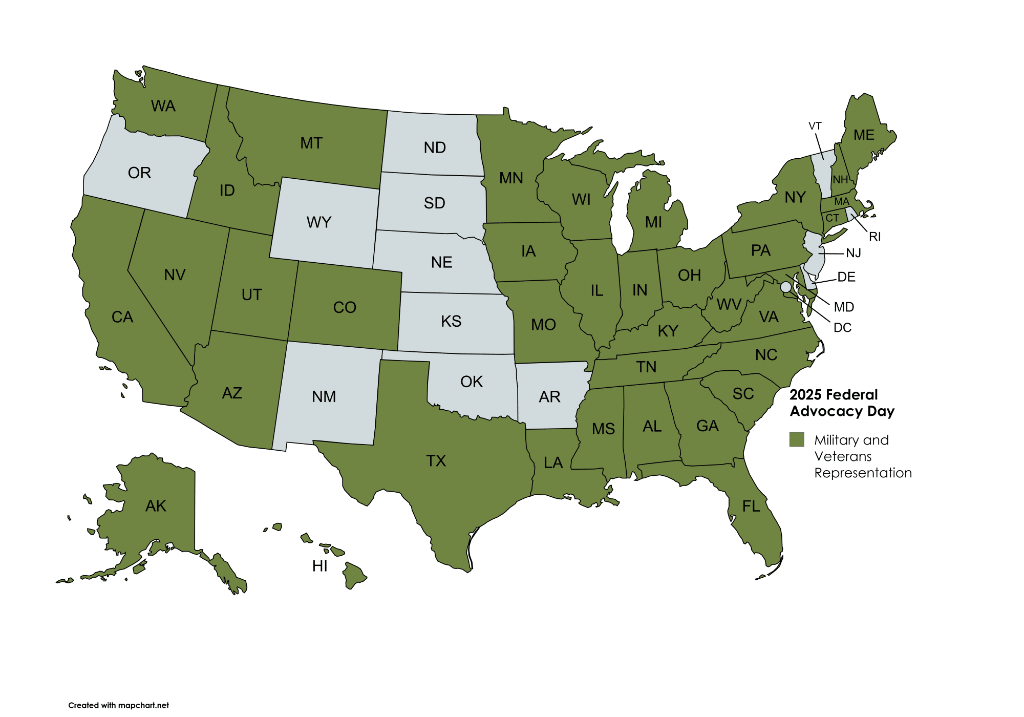 2025 Federal Advocacy Day Military Map 05132025